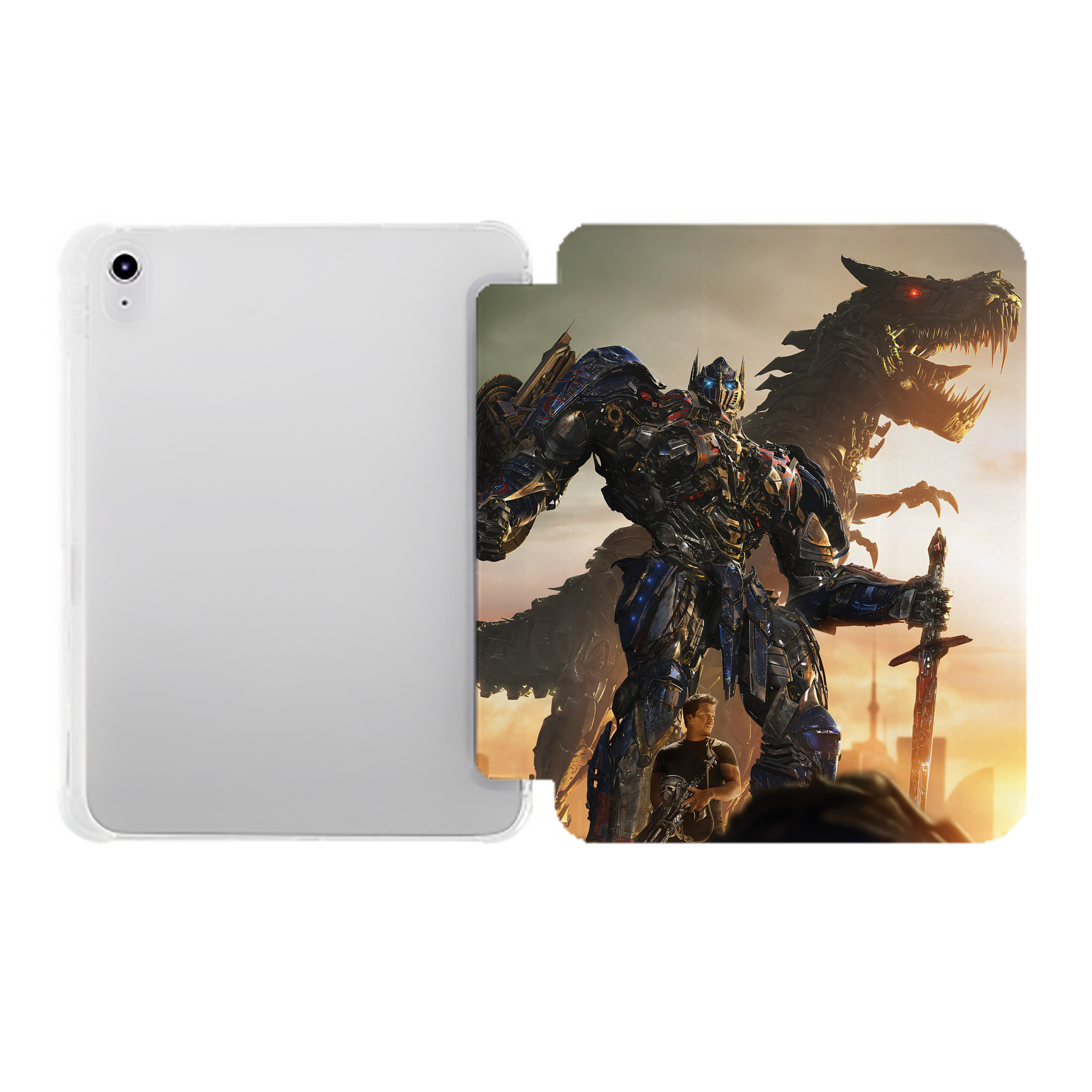 （画像用） Transformers トランスフォーマー IPad ケース ペン収納付き 三つ折りスタンド PUレザー×シリコン 対応機種9.5/10.5/10.9インチ